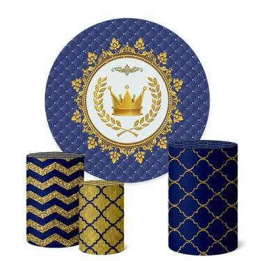 Imagem de Trio Capas Cilindro + Painel Redondo 1,50m Realeza Menino - Fadrix, K1