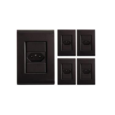 Imagem de Kit 5 Conjuntos Tomada Simples 20A Liz Grafite Tramontina
