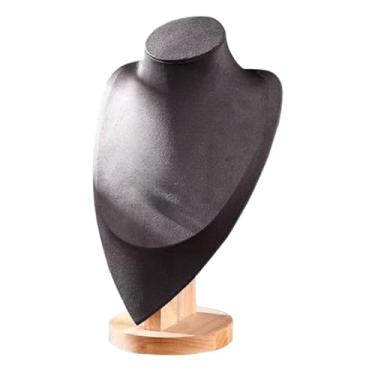 Imagem de APLVFFZH Expositor de joias, busto, colar, pingente, suporte, elegante, colar de madeira, manequim para espaço comercial, loja de varejo, meninas, L
