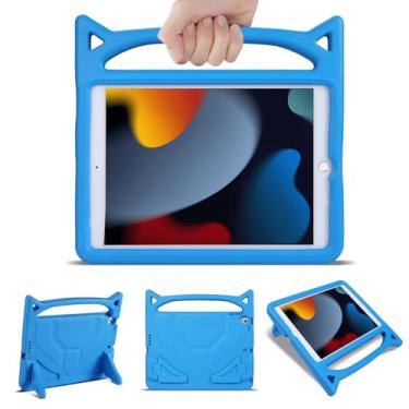 Imagem de YELERWE Capa infantil para iPad 10.2 2019/2020/2021, iPad Pro 10.5/iPad Air 10.5, leve, durável, à prova de choque, com alça, suporte embutido para crianças (azul)