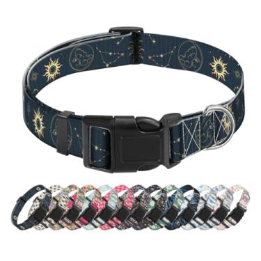 Imagem de SXboxing Coleira para cães, coleira fofa para cães pequenos, médios e grandes, coleiras macias personalizadas para animais de estimação com fivela de liberação rápida para caminhada, corrida, boho sol