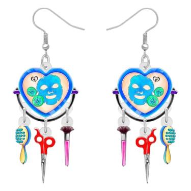 Imagem de BAMAY Brincos pendurados em acrílico para secador de cabelo para mulheres, pingentes de pente de tesoura, joias modernas, esteticista, estilista, presentes para cabeleireiros, Medium, Acrílico, Sem