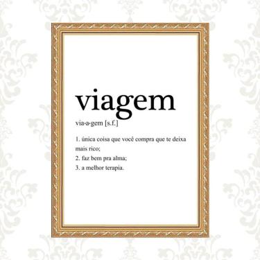 Imagem de Quadro Moldura Dourada Viagem Significado 45X34Cm