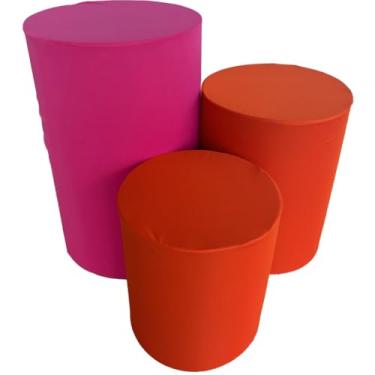 Imagem de Trio de Capa para Cilindro Para Festa Decoração de festa trio capa de cilindro Monte Sua Capa(1 ROSA 2 LARANJAS)