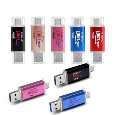 Imagem de Pen drive USB tipo C OTG personalizado, pen drive multifuncional 2 em 1 USB, opções de marca personalizadas, ideal para empresas, instituições sem fins lucrativos e educacionais (64 GB, 100 peças)