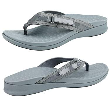 Imagem de Sandálias ortopédicas femininas Seymour Footminders – Suporte ortopédico do arco e conforto, Sky Gray, 10