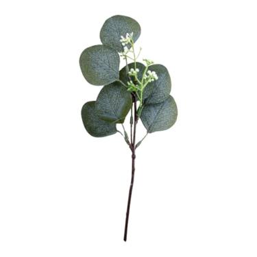Imagem de ESSMOKO 6 Peças de arranjos florais de mesa de plantas artificiais, simulação de plantas verdes, decoração de caules e folhas de eucalipto, acessórios para ramos