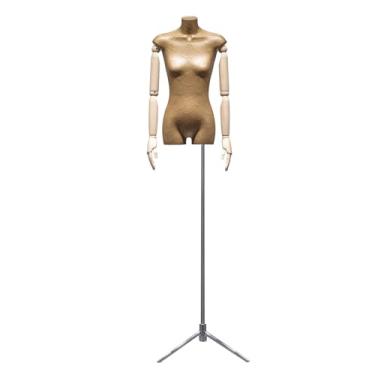 Imagem de Manequins de varejo com corpo feminino giratório e em pose, torso de papel kraft, altura ajustável de 66-90 pol.(Silver)