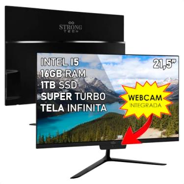 Imagem de Computador All In One Preto Intel Core i5 21,5" 16GB SSD 1TB 4 Núcleos Super Turbo Hdmi Strong Tech