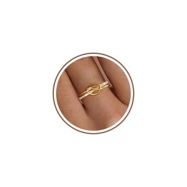 Imagem de Anéis empilháveis para mulheres adolescentes presentes na moda anéis de ouro para mulheres não manchadas zircônia cúbica conjunto de anéis grossos alianças de casamento joias de ouro tamanho 6-10, Aço