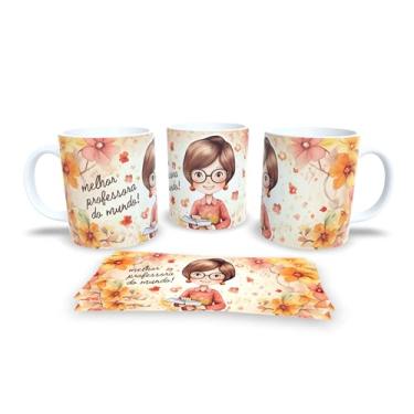 Imagem de Caneca branca dia dos professores floral (14095)