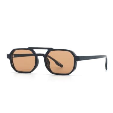 Imagem de VFDHN Óculos de sol retrô fashion feminino masculino praia clássico vintage festa ao ar livre (preto marrom)