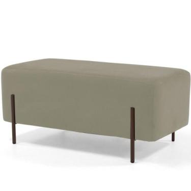 Imagem de Puff Retangular Decorativo Status 90x45 D02 Pés de Aço Veludo Bege C-3