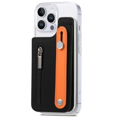 Imagem de YOGISU Capa de plástico com suporte e carteira para iPhone 13 Mini com zíper e porta-cartões (para iPhone 13 Mini/preto)