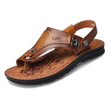 Imagem de Sandálias Ortopédicas Verão Respiráveis ​​com Suporte De Arco E Corretor De Joanete Para Homem, Chinelos Couro Confortáveis Ajustáveis ​​antiderrapantes, Para Dedões Dedos Tortos Alívio(Khaki,41 EU)