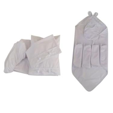 Imagem de Kit Bebê 10 pçs 1 Toalha banho 4 Toalhas boca 1 Babador 1 Lençol 2 Fronhas 1 Travesseiro (Viés Branco, Bebê)