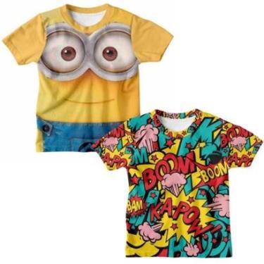 Imagem de Kit 2 Camiseta Infantil Minions Boom Camisa Personagens Desenho Estampada 3D Juvenil-Unissex