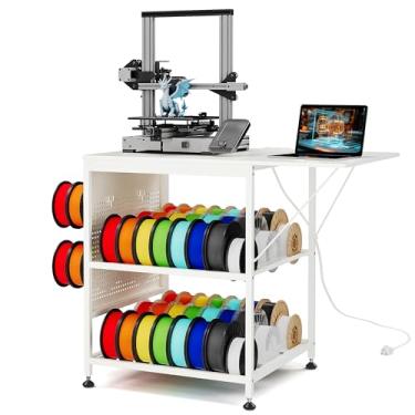 Imagem de Sunnacate Suporte para impressora 3D, armazenamento de filamentos, suporte dobrável para carrinho de mesa com organizador de carretel de filamento, prateleira de mesa resistente para impressora