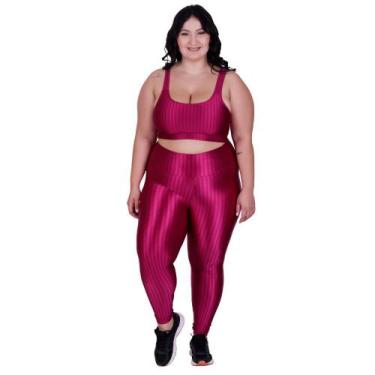 Imagem de Conjunto Fitness Plus Size Cós Alto Top de Academia e Calça Cintura Al