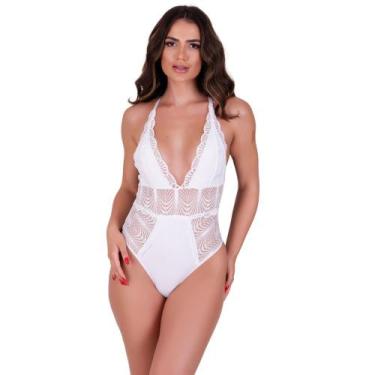 Imagem de Body Decotado com Detahe de Renda Bore Pocah - NAKA MODAS, Branco, G