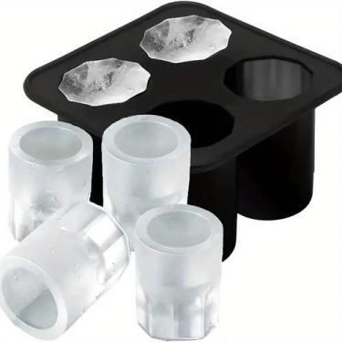 Imagem de Forma De Gelo Reutilizável Com 4 Cavidades Para Copos De Shot, Ideal P