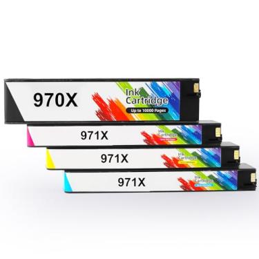 Imagem de VE-aufis Cartuchos de tinta 970XL 971XL Pacote com 4 cartuchos de alto rendimento para cartuchos de tinta 970 971 para OfficeJet Pro X451dw X451dn X476dw X476dn X576dw X551dw (1preto, 1ciano, 1magenta