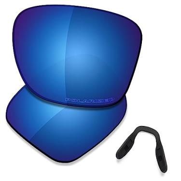 Imagem de SAUCER Lentes de reposição premium e protetores de nariz para Oakley Crossrange OO9361 | Óculos de sol Crossrange Asian Fit OO9371 High Defense - Azul meia-noite polarizado