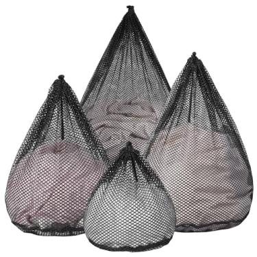 Imagem de 4 peças sacos de roupa de malha para máquina de lavar roupa jumbo para roupas delicadas, roupa de cama, brinquedos com fecho de cordão resistente (preto, pacote com 4 peças)