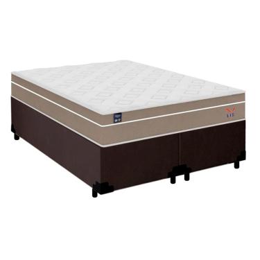 Imagem de Cama Box Casal Bipartido Suede + Colchão Lis Molas Ensacadas Plumatex 138cm