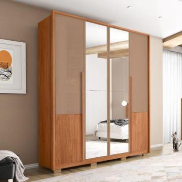 Imagem de Guarda Roupa Malu 4 Portas de bater com 2 Espelhos e 3 Gavetas em MDF 