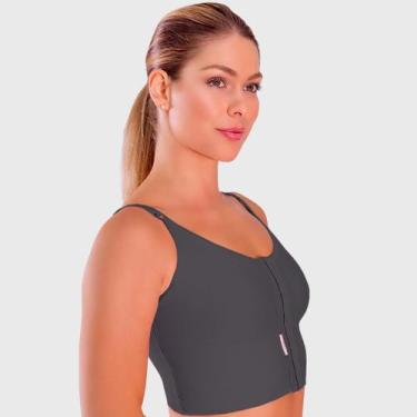 Imagem de Sutiã Pós-cirúrgico Emana Alça Fina Longo Modelle Skin, G, Preto