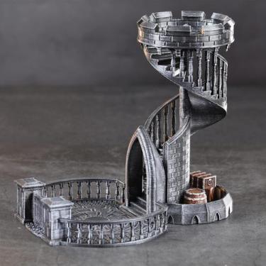 Imagem de Torre de dados AUSPDICE Castle Retro DND com 36 degraus em prata antig