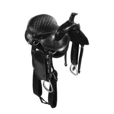 Imagem de Sela Tradicional De Cavalo Preta Completa Couro 16 Polegadas - Couros 