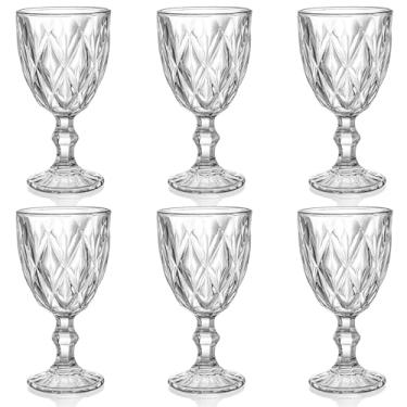 Imagem de SOUJOY Pacote com 6 taças de vinho, copo de vidro vintage de 295 ml, copos de festa com haste de bebida para vinho, refrigerante, suco em bares, restaurantes, casa