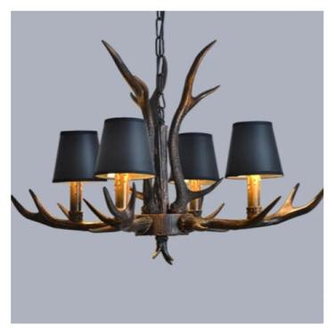 Imagem de Retro Antlers LED Lustre Mesa Jantar Sala de estar Cozinha Acessórios Luminária Pendente Decoração para casa Luminária de interior Lustre Luminária