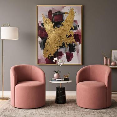 Imagem de Kit 02 Poltronas Curva Orgânica Nature Gaia Suede Rosa - Montanaris De