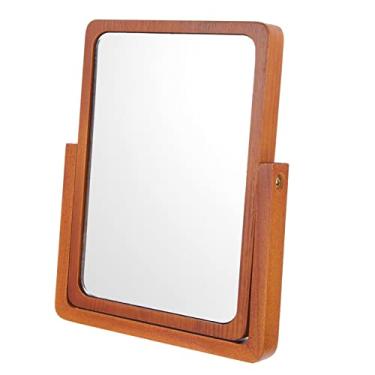 Imagem de TLTDSMY Espelho de mesa vintage espelho dobrável decoração de casamento espelho de maquiagem em pé espelho de maquiagem espelho de madeira espelho dobrável topo de mesa moda madeira espelho prata