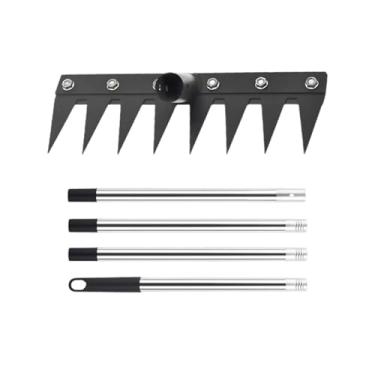 Imagem de Ancinho de Capina com Longo - Ancinho De Ferro Resistente Para Capinar Com Longo - Puxador Robusto com Comprimento Telescópico para Limpeza de Canteiros Relvado Pátio