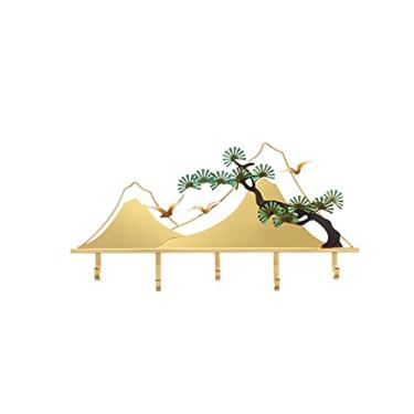Imagem de Cabide montado na parede cabideiro gancho moderno chinês decoração de parede pingente criativo feito à mão ferro metal pendurar na parede cabide de entrada de corredor 7 ganchos para casaco (cor: 1)