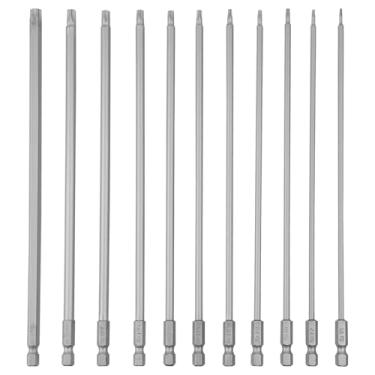 Imagem de Conjunto de 11 peças de brocas magnéticas de aço de liga S2 com haste sextavada de 1/10.2 cm para eletrodomésticos automotivos (cinza)