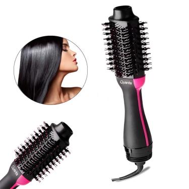 Imagem de Prancha Profissional Quanta Escova Secadora 2 Em 1 220v Antifrizz Preta Qtes5900 Alisadora E Penteadora