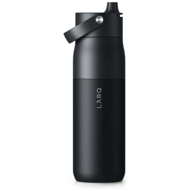 Imagem de Garrafa Térmica para Água 1L em Aço Inoxidável com Alça de Silicone Embutida e sem BPA, LARQ Bottle Swig Top, Preto