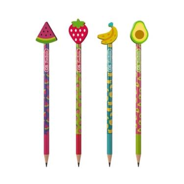 Imagem de Lápis HB CiS Fantasia com Borracha Frutas Cor Escrever Colorido Material Escolar Fofo Vibrante Aula