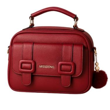 Imagem de Bolsa Bag Feminina Transversal Tiracolo Baú Média Couro Pu QUBCCUM (Bordô)