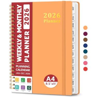 Imagem de Agenda 2026, agenda semanal e mensal, janeiro de 2026 a dezembro de 2026, agenda de calendário de capa dura 2026 com abas para mulheres e homens, bolso interno, encadernação espiral, perfeito para