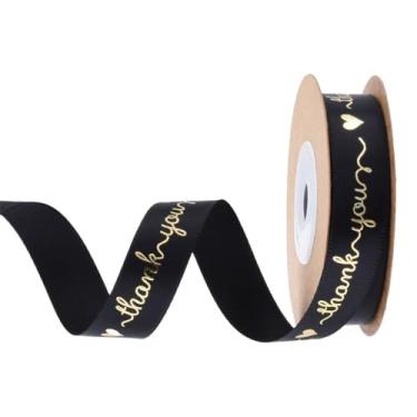 Imagem de Embalagem trançada de seda 10 jardas amor coração materiais feitos à mão buquê decoração bolo embalagem fita obrigado (preto)