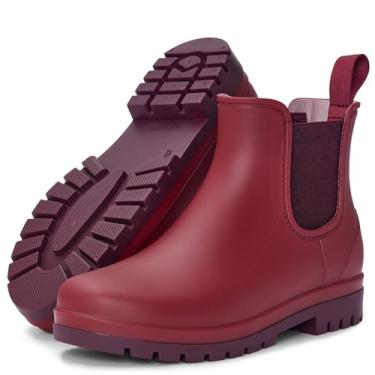 Imagem de planone Botas de chuva curtas femininas ortopédicas de largura larga modernas à prova d'água Chelsea para uso ao ar livre, sapatos de jardim, botas de tornozelo para mulheres, antiderrapante, para