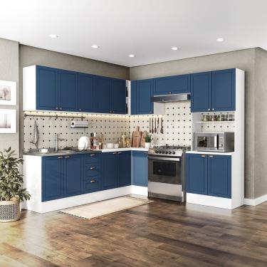 Imagem de Cozinha Completa 9 Peças Com Rodapé Pérola Yescasa Azul-branco