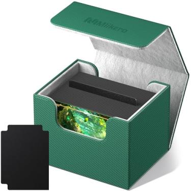 Imagem de Mlikero Card Deck Box, Commander Deck Box Holds 100+ Double-Sleeved Cards with Divider, Leather Magnetic Closure Card Box Fit for MTG, TCG (Green)