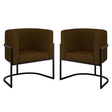 Imagem de Kit 2 Cadeiras Poltrona Lua Corino Preto Balaqui Marrom